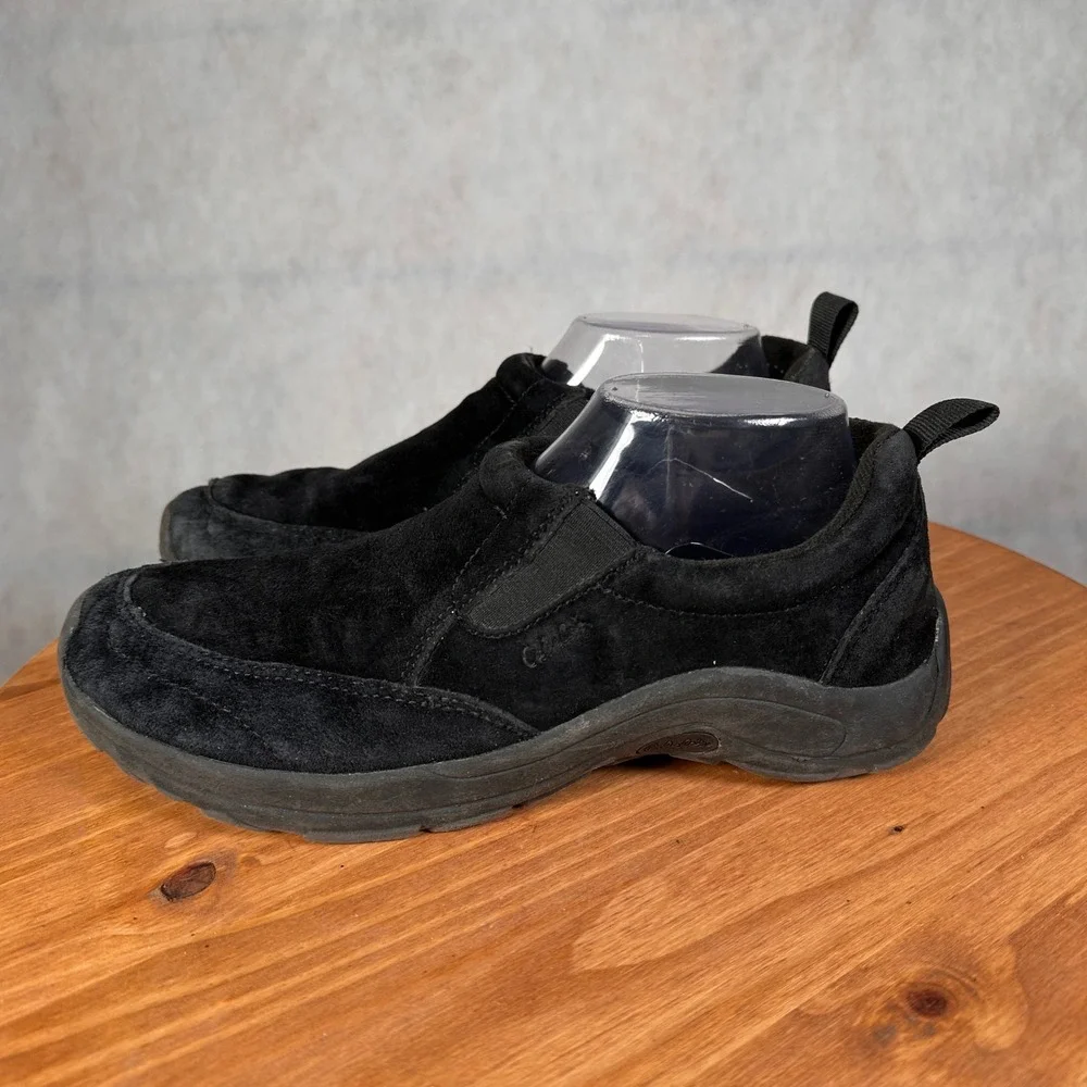 Cabelas Slip On Shoes Mens 10 Black Good Suede CS-3060B-01P Rugged Loafers